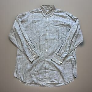 VINCI Casual Y2K Mens M Gray Herringbone Cotton Long Sleeve Button Down Shirt